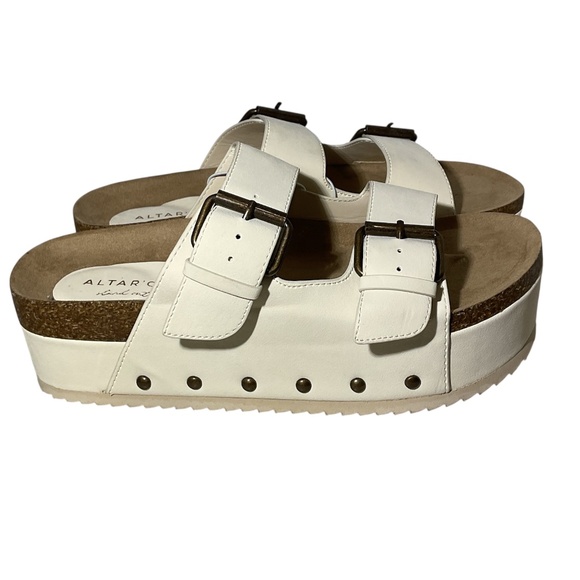 Altar'd State Serenna Ivory Platform Sandals Size 8 - Picture 1 of 8